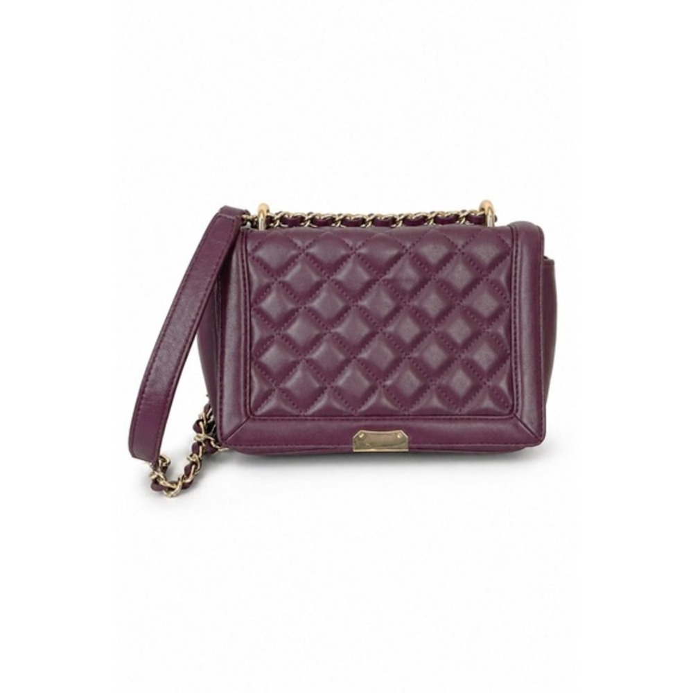 Talbots‎ Quilted Leather Chain Shoulder Bag Purple Crossbody Preppy Purse NWT
